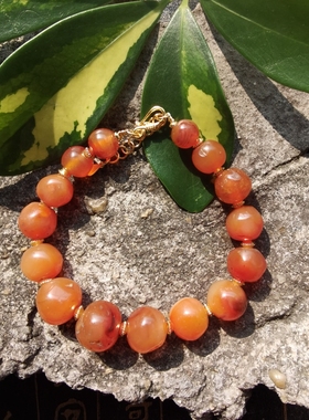 藏传明清老甘南红玛瑙手链橘橙色老玛瑙古珠手链手串