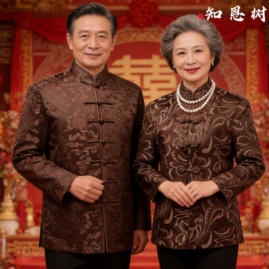 新款桑蚕丝唐装棉袄套装老年人女新中式真丝国风上衣妈妈棉服外套