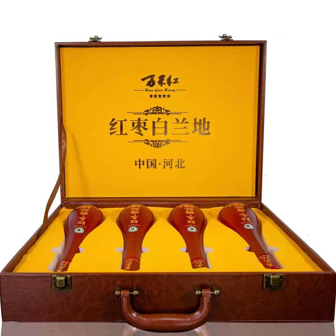 包邮河北万果红枣成功酒红枣酒五星 红枣白兰地礼盒1*4瓶40度