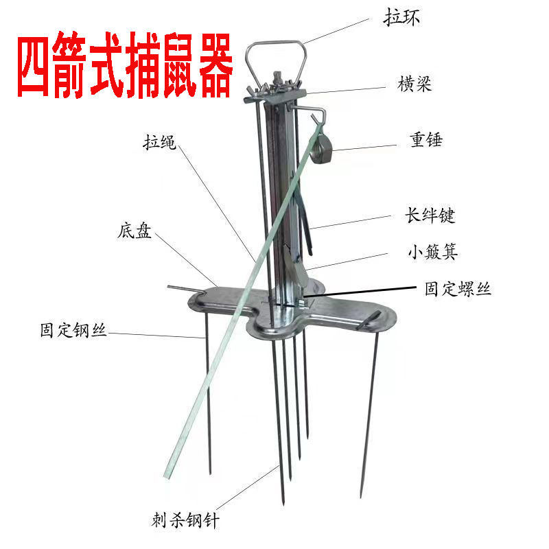 永德助四箭式捕鼠神器哈哈鼢鼠瞎老鼠地羊哈毁地鼠地弓捕鼠器