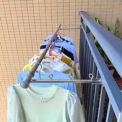不锈钢晾衣杆阳台免打孔晾晒衣架