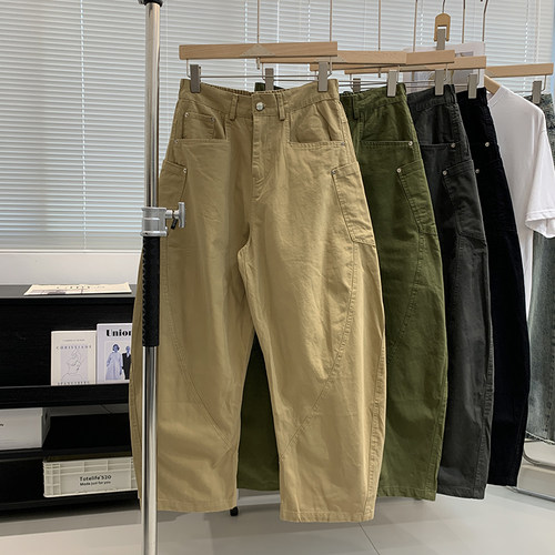 日系复古弯刀裤全棉宽松版休闲裤