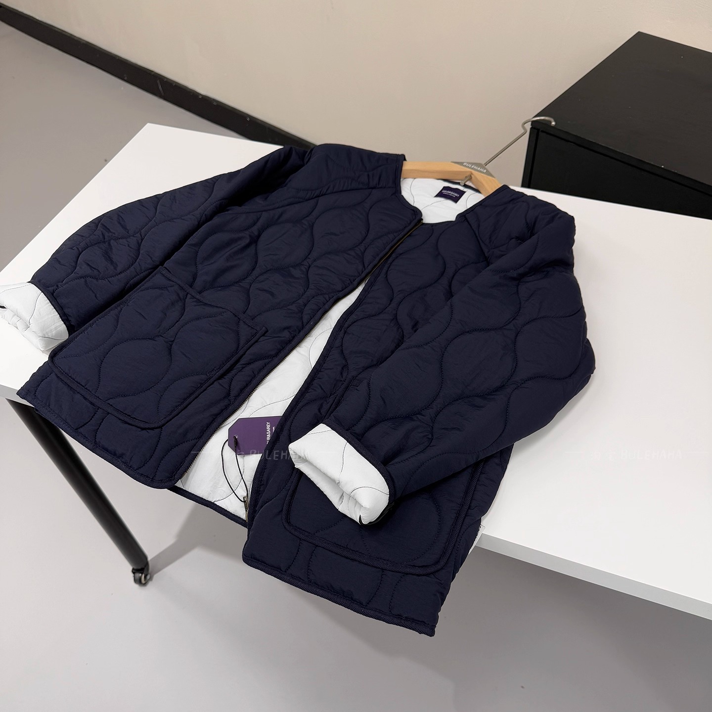 轻工装 葫芦绗缝 日系大口袋宽松休闲无领薄棉衣 男女百搭外套潮