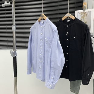 小立领 男 odm公司货300 衬衫 衬衣潮 100%棉单口袋长袖 清新文艺范