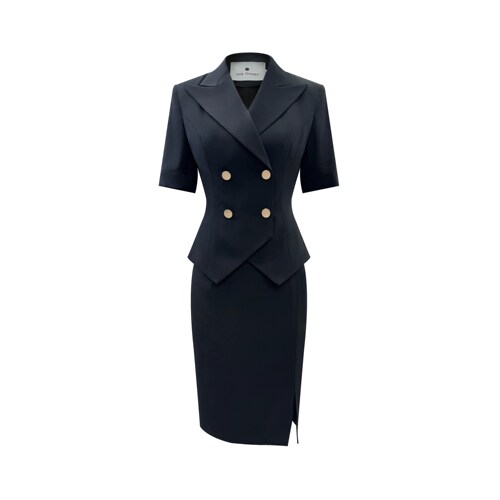 高端职业装气质女神范职场套装修身西装薄款黑色小个子收腰工作服