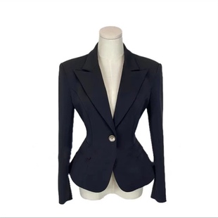 西装女正装黑色外套职业通勤正肩收腰工作服显瘦上衣
