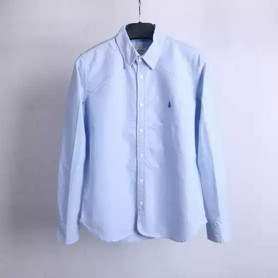Men's Spring and Autumn Washed Pure Cotton Casual Long-Sleeve Shirt, Japanese Style, All-Season Oxford Fabric Straight-Cut Shirt