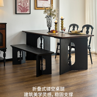 美式 新款 全实木餐桌轻奢风复古大板桌书桌茶桌长方形餐桌椅工作台