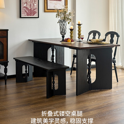新款美式全实木餐桌轻奢风复古大板桌书桌茶桌长方形餐桌椅工作台