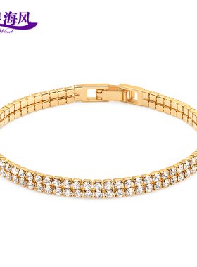 生日礼物千寻海风流金时光S925银仿锆石手链手串女韩版简约