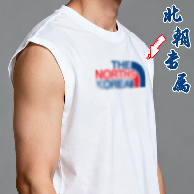 太阳无袖短袖侧脸在后定制字母北宽松纯棉恶搞T恤衣服the north朝