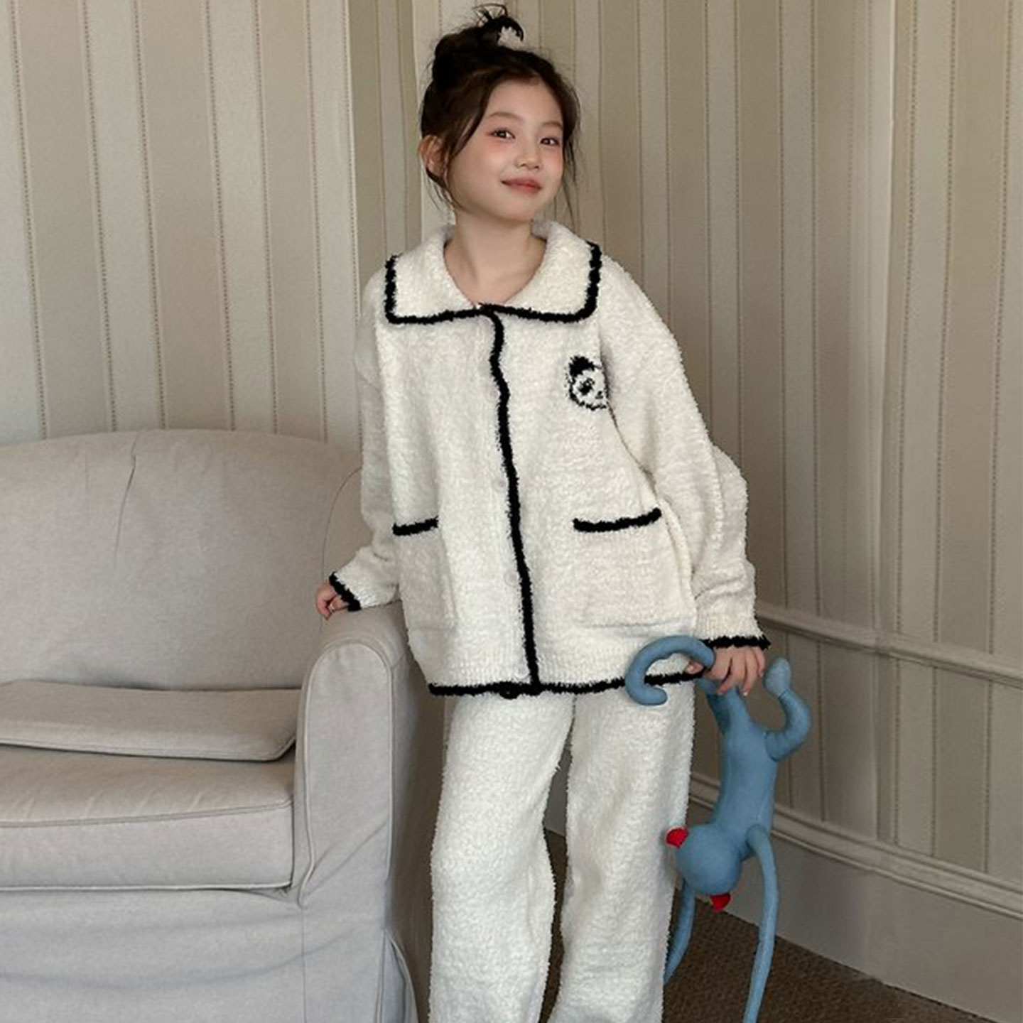 145150小个子秋冬半边绒睡衣