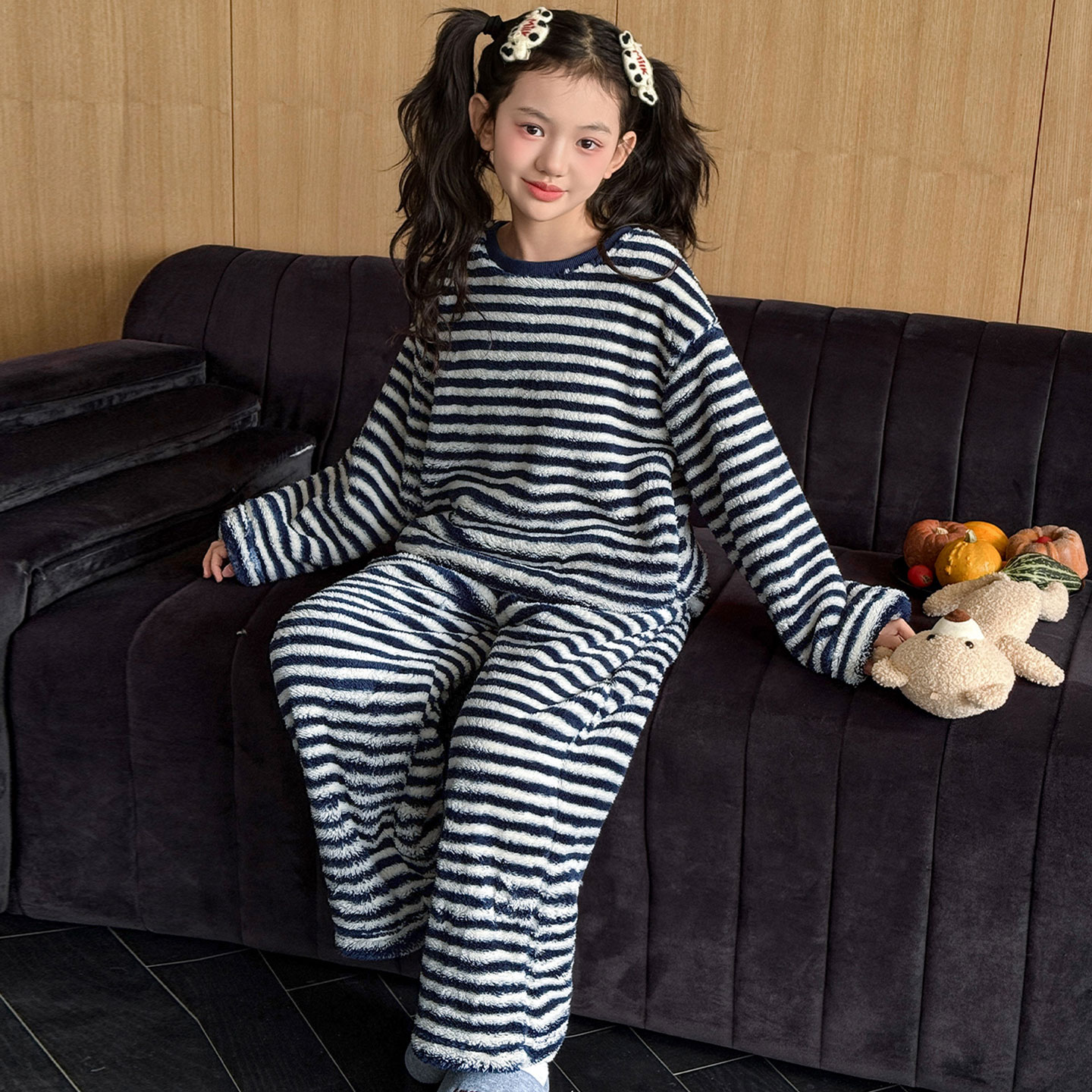 150小个子秋冬半边绒家居服