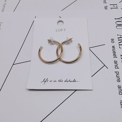 K259夸张质感时尚潮流气质名媛街拍几何黄铜C形创意金属耳环~女