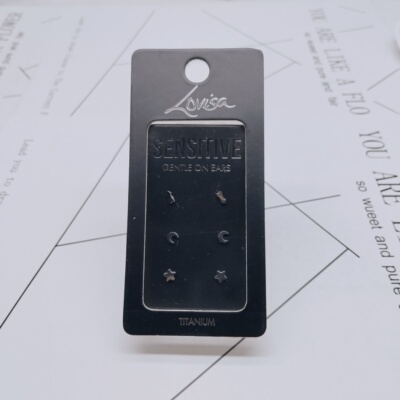 K285小众设计时尚潮流气质名媛街拍几何套装钛钢创意金属耳钉-女