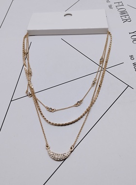 K269夸张质感时尚潮流气质名媛街拍几何多层叠戴创意金属项链～女