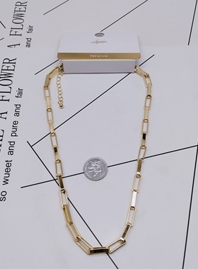 K176夸张质感时尚潮流气质名媛街拍几何镀真金宫廷创意金属项链女