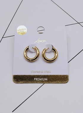 K249夸张质感时尚潮流气质名媛街拍几何黄铜镀真金创意金属耳环女