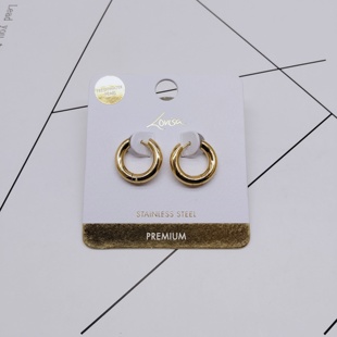 K249夸张质感时尚 潮流气质名媛街拍几何黄铜镀真金创意金属耳环女