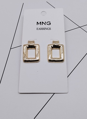 K262夸张质感时尚潮流气质名媛街拍几何方形创意金属耳钉女