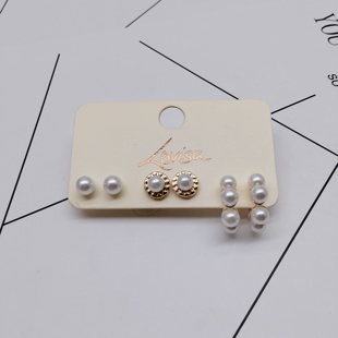 K262夸张质感时尚 女 潮流气质名媛街拍几何珍珠宫廷创意金属耳环