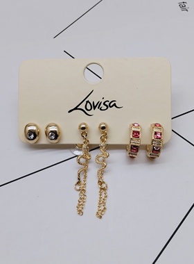 K262夸张质感时尚潮流气质名媛街拍几何套装宫廷创意金属耳环~女