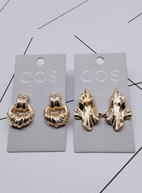 K261夸张质感时尚潮流气质名媛街拍几何小众宫廷创意金属耳钉~女