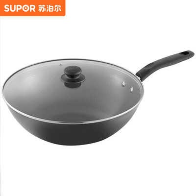 苏泊尔（SUPOR）炒锅 生铁蜂窝铁锅家用通用炒菜锅带锅盖VC34RF02