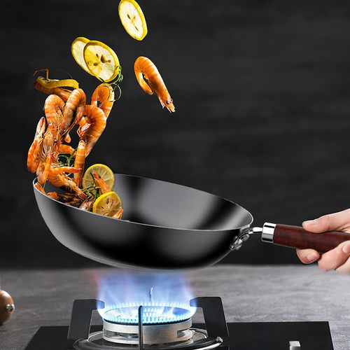 苏泊尔精铁炒锅32cm无涂层铁锅明火燃气带玻璃盖炒菜锅VC32BH01