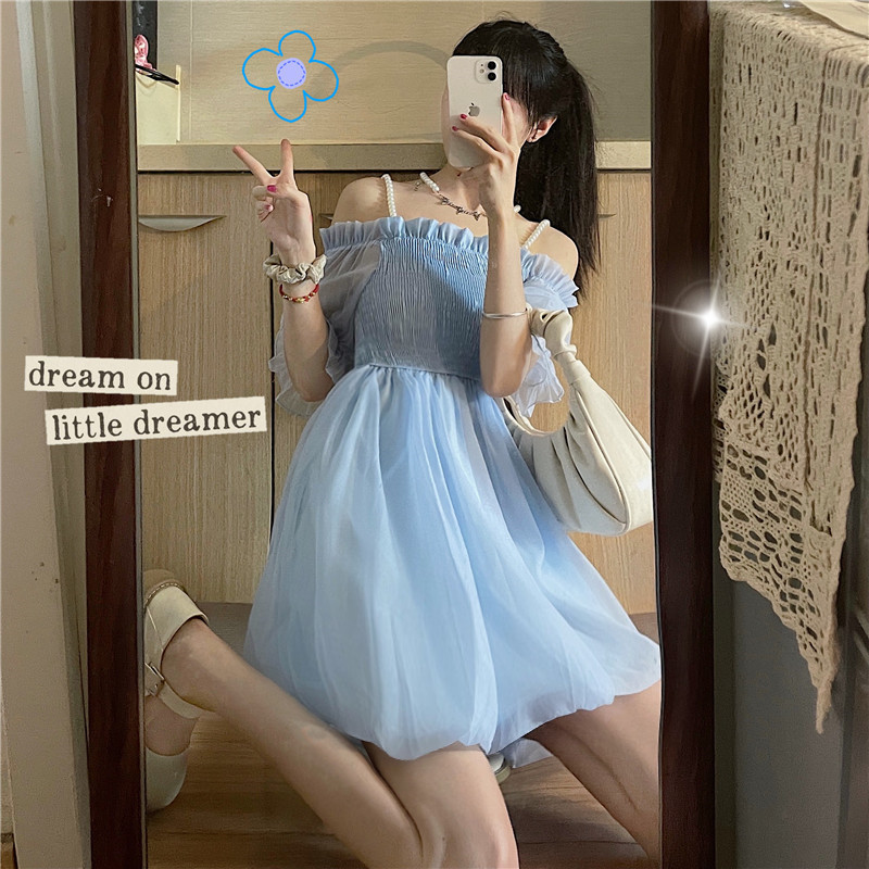 Real auction real price new summer little fresh sweet first love little dress women's waist age reduction skirt