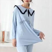 Thời trang hải quân cổ áo cotton tháng đặt đầu phụ nữ mang thai dịch vụ cho con bú - Giải trí mặc / Mum mặc