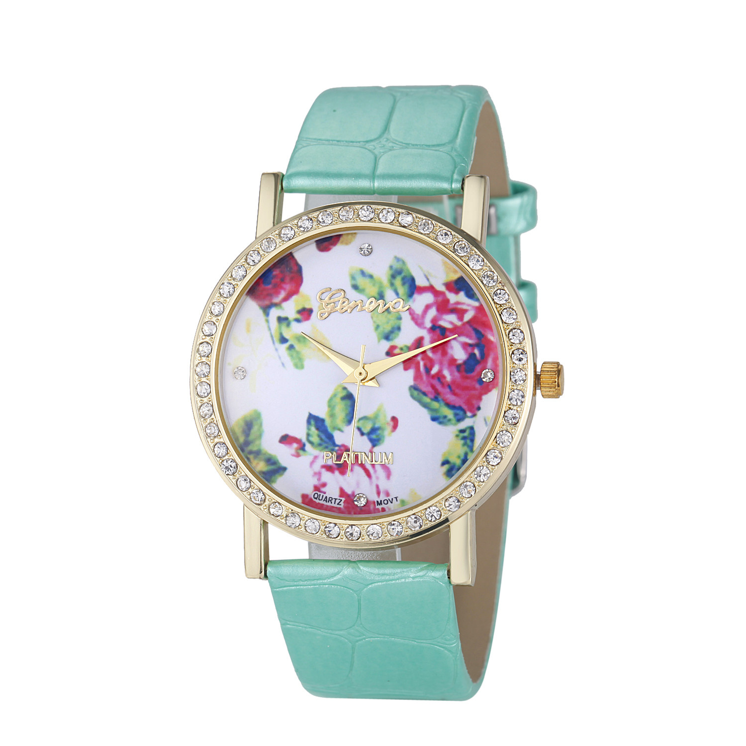 钻石女士花朵时装表女士石英表水钻女士表