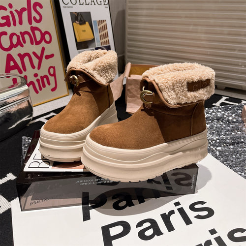 松糕加绒雪地棉靴短筒靴女鞋