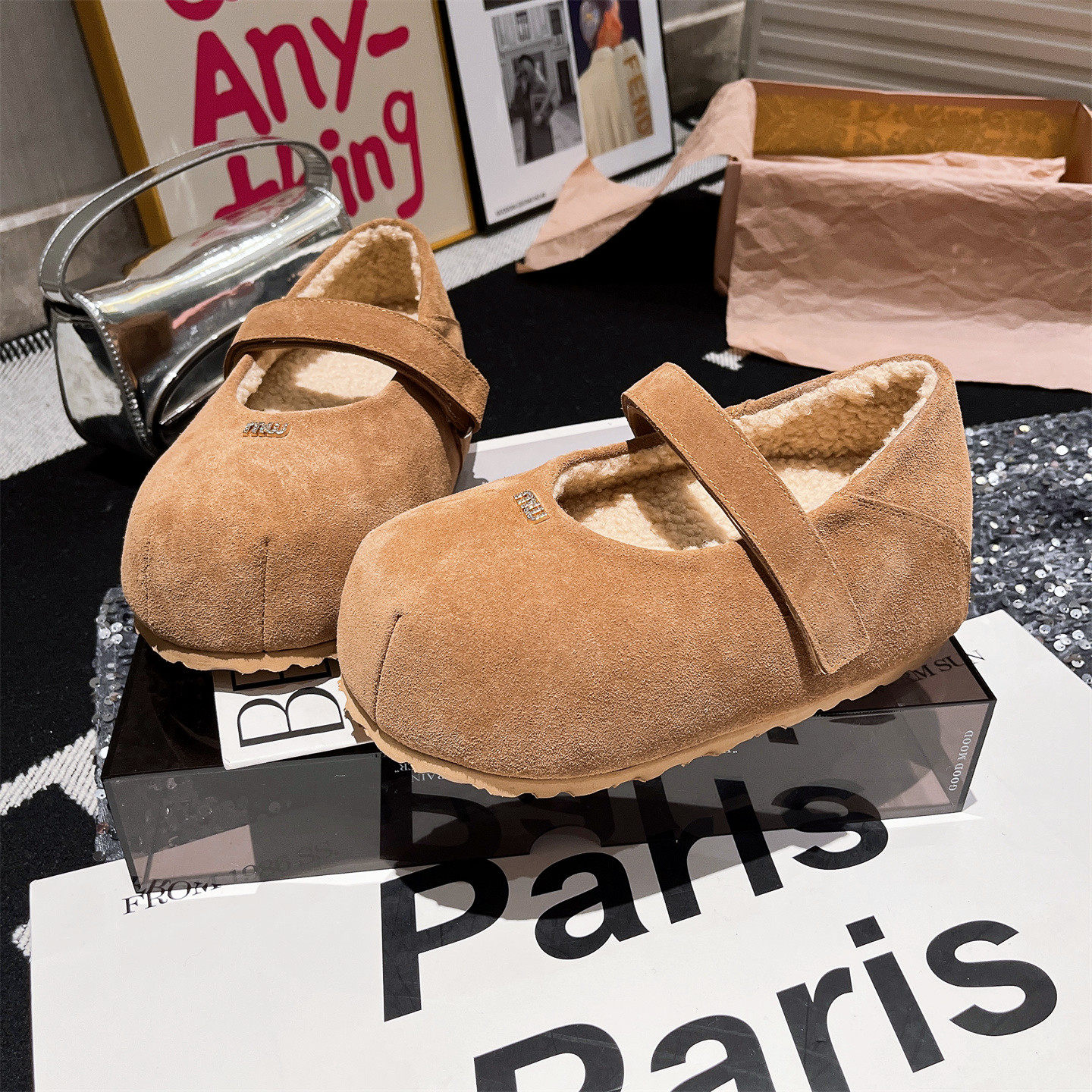 真皮羊毛~欧货一字水钻字母厚底毛毛鞋玛丽珍卡皮巴拉勃肯鞋女鞋,女鞋,勃肯鞋/软木鞋,淘宝优惠券,粉丝福利购,淘宝优惠卷