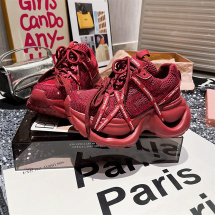 7cm欧货水钻绑带厚底松糕小个子银色小白鞋休闲鞋老爹鞋运动女鞋