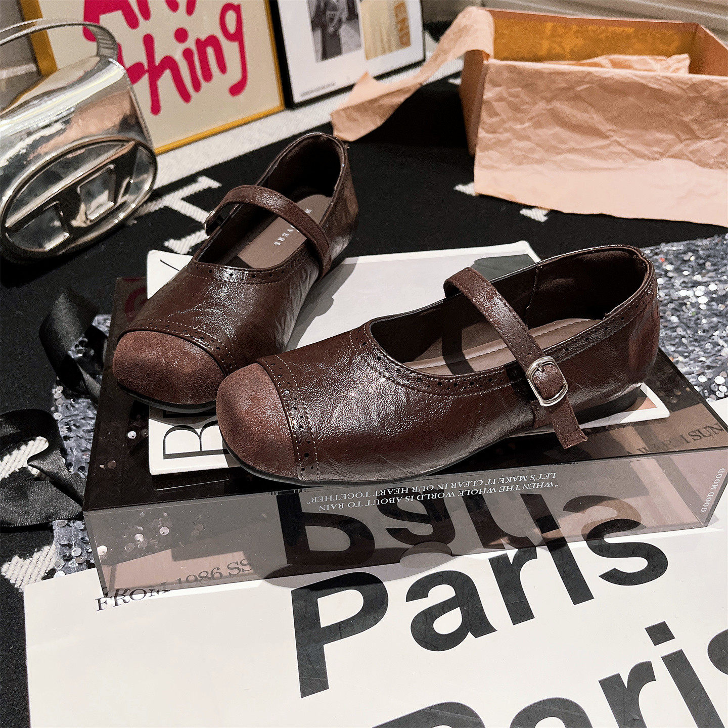 软皮版~韩版方头猪鼻子一字玛丽珍芭蕾小皮鞋单鞋乐福鞋平底女鞋,女鞋,玛丽珍鞋,淘宝优惠券,粉丝福利购,淘宝优惠卷