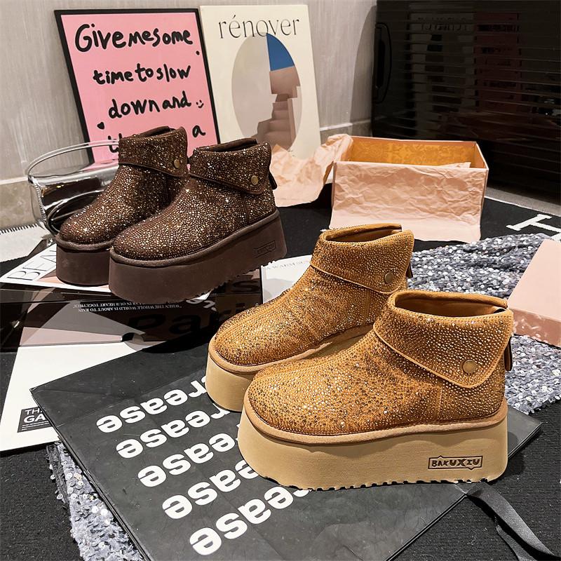 欧洲站2024冬季新款真皮雪地靴