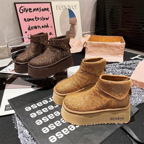 欧洲站2024冬季新款真皮雪地靴