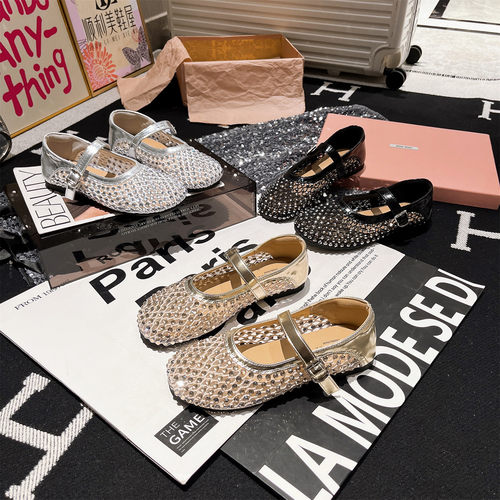 水钻镂空网面玛丽珍芭蕾舞鞋