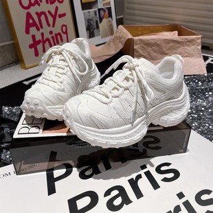 韩版 福利 ins超火拼色系带小个子6cm老爹鞋 运动鞋 复 小白鞋 断码