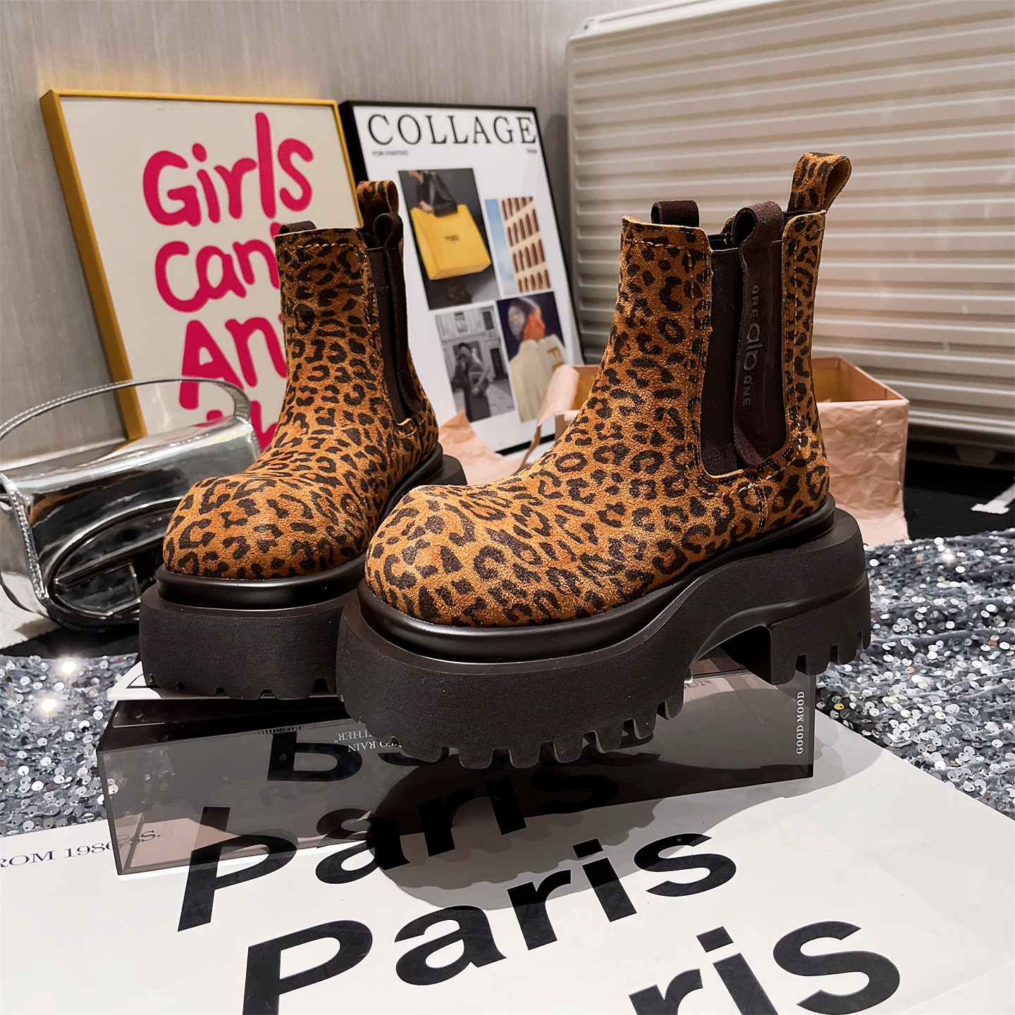 真皮烟筒靴马丁靴机车靴加绒女鞋