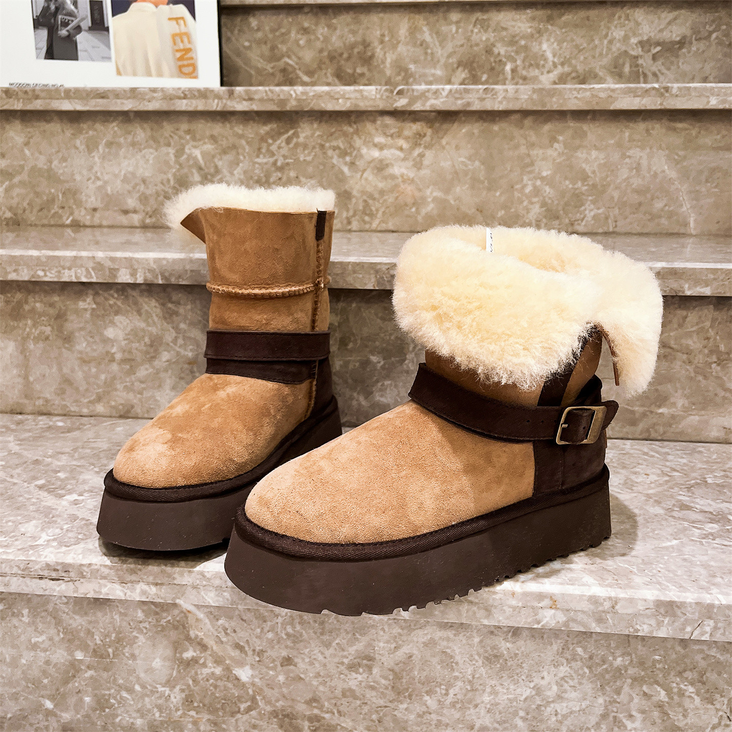 骑士雪地棉靴厚底小个子女鞋