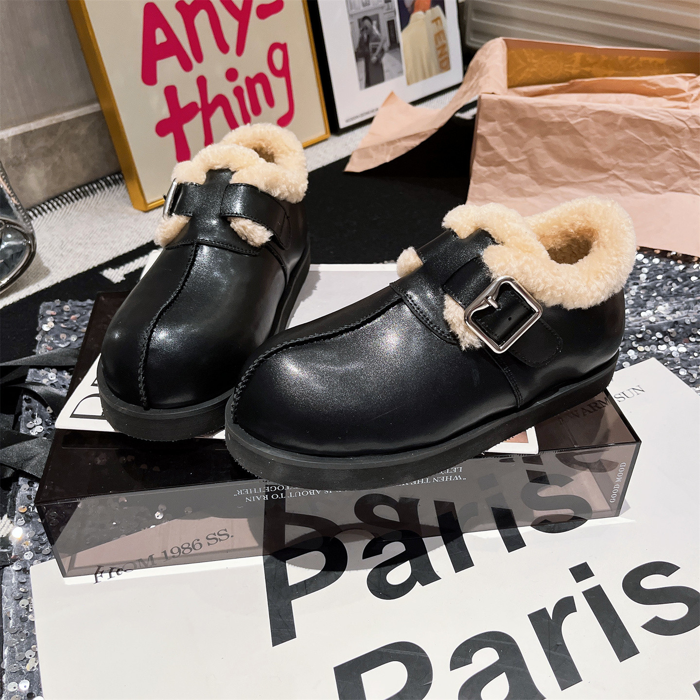 小皮鞋乐福鞋加绒平底鞋女鞋