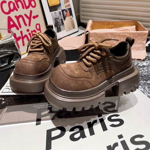 美拉德加绒JK小皮鞋乐福鞋增高女