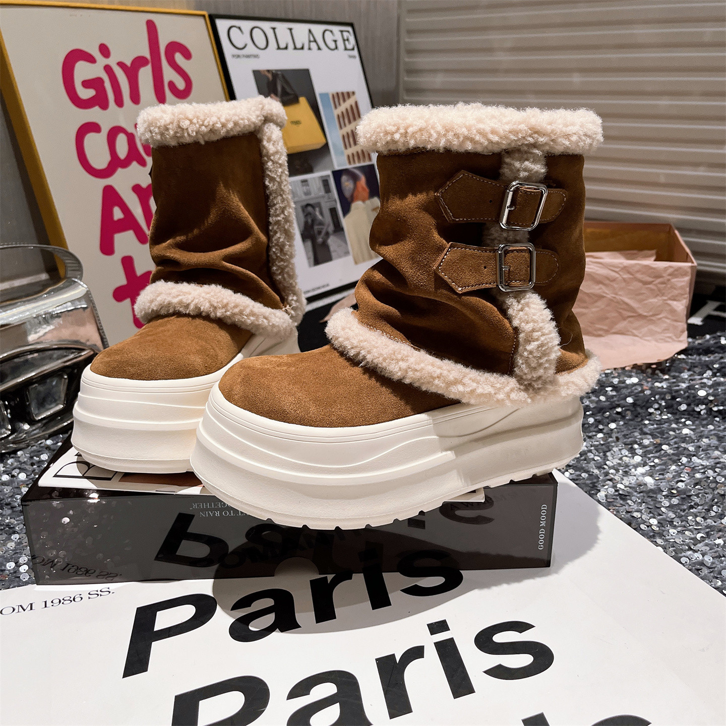 2025新款小个子增高堆堆靴裤管靴