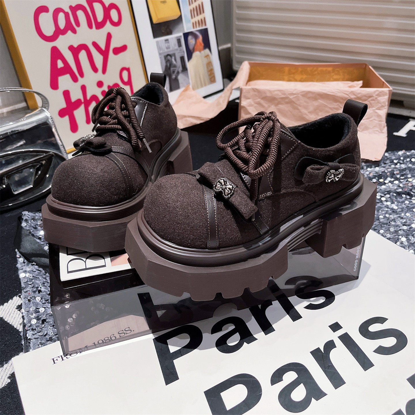 铆钉JK小皮鞋乐福鞋加绒棉鞋女鞋