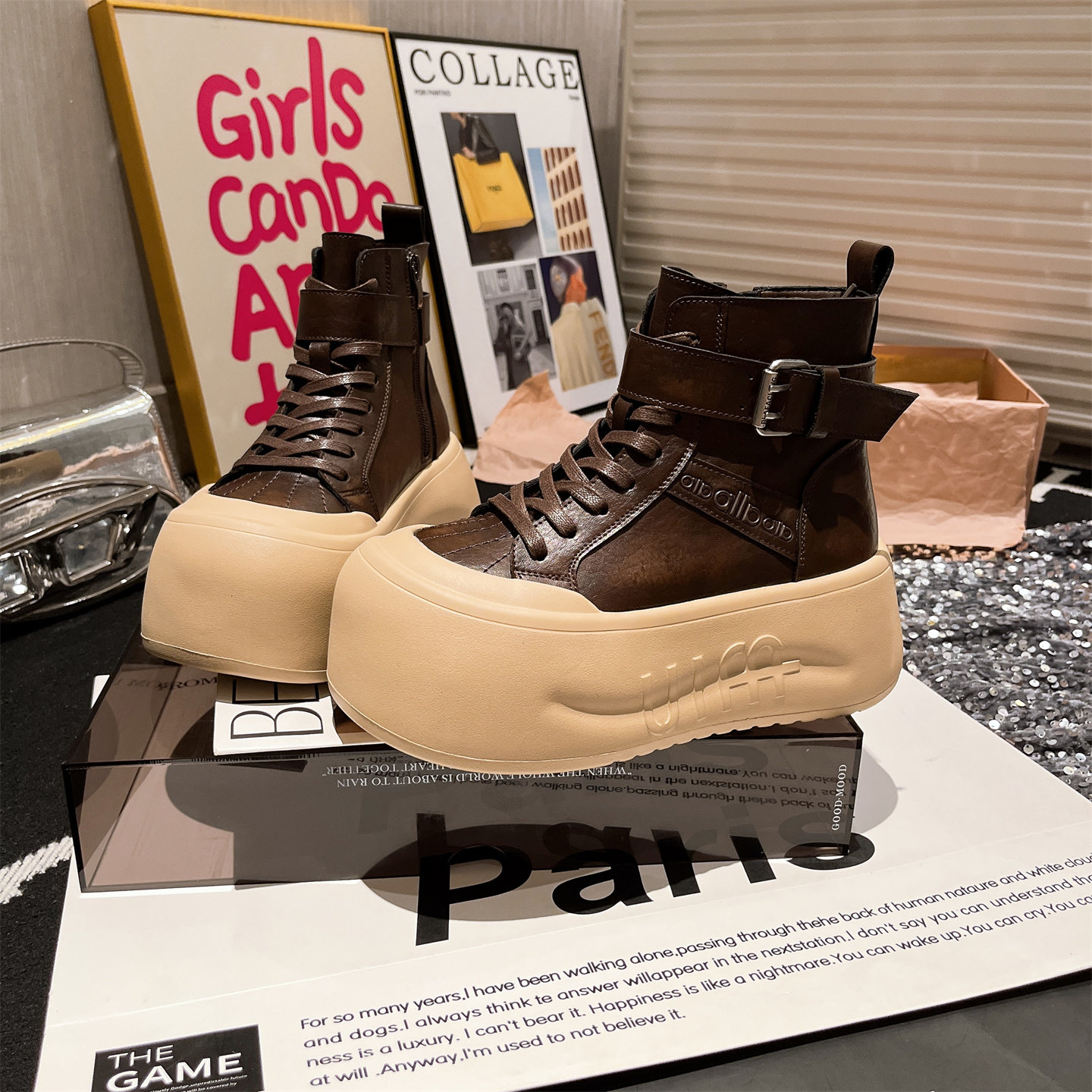 小个子7cm马丁靴机车靴短靴女鞋