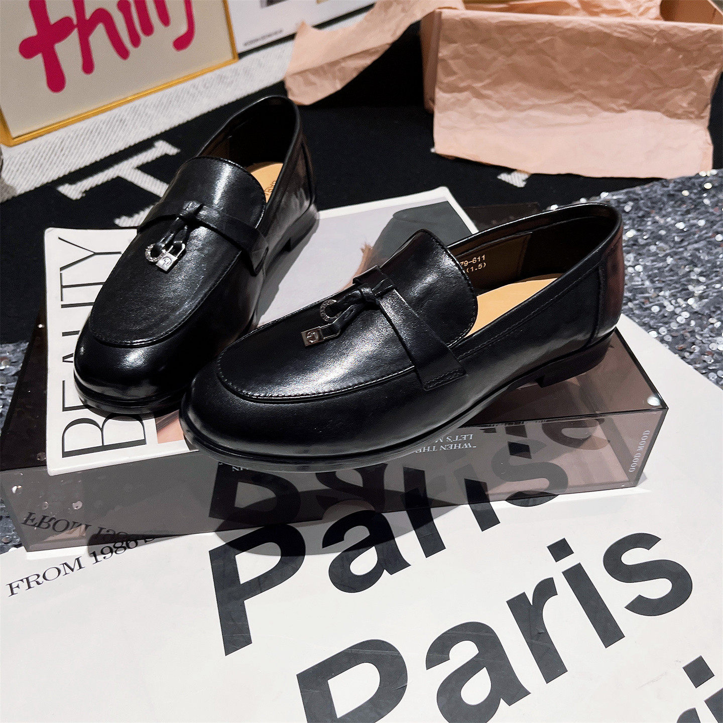 牛皮版~欧货金属扣乐福鞋一脚蹬真皮小皮鞋老钱风经典款平底女鞋,女鞋,乐福鞋（豆豆鞋）,淘宝优惠券,粉丝福利购,淘宝优惠卷