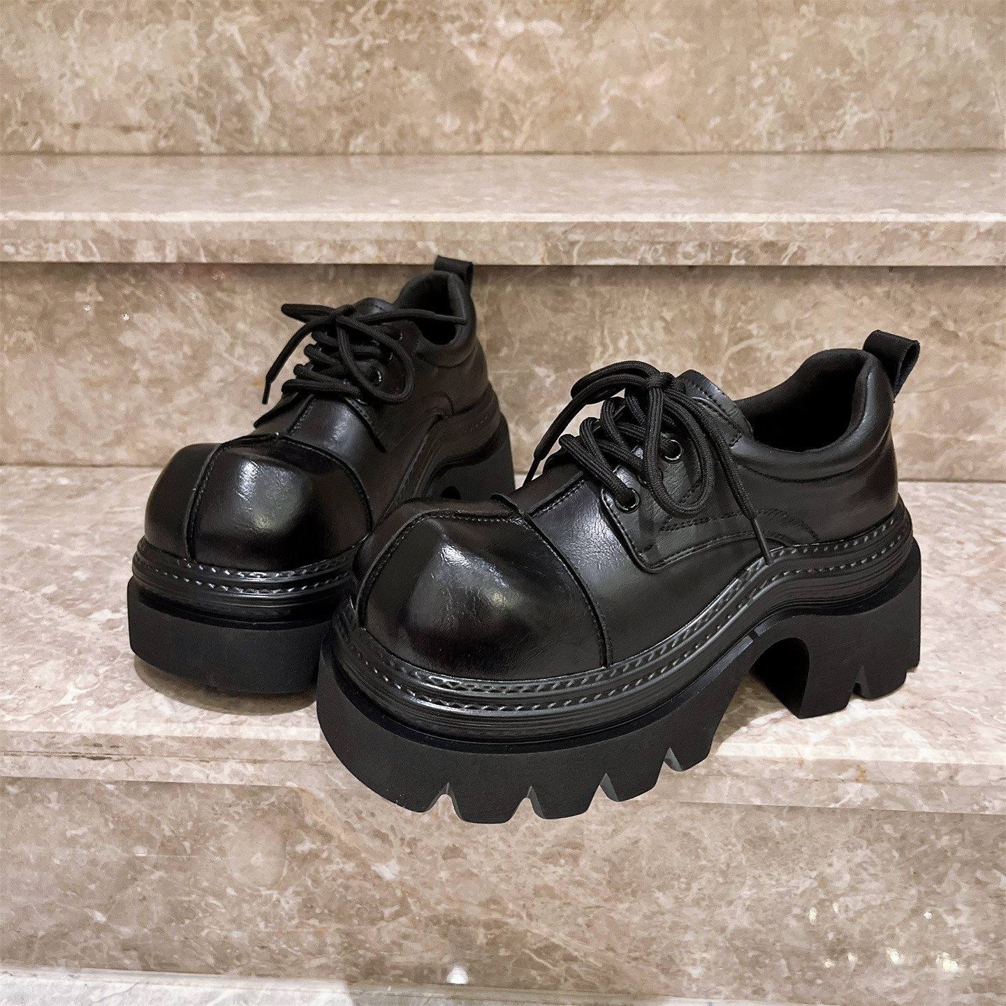 真皮小个子布洛克英伦风增高女鞋