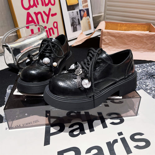 花朵JK小皮鞋英伦风乐福鞋女鞋